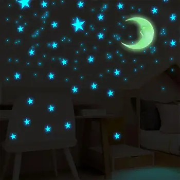 Stele luminoase strălucesc în întuneric Luna Stereo Autocolante de Perete de Crăciun Cadouri Creative pentru Camera Copii звезды #2A29