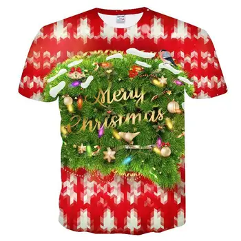 Tricou vara Noi de Craciun de Imprimare 3d pentru Bărbați T-shirt Casual de Acoperire Copii om de Zapada Maneci Scurte