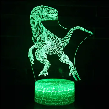 WPD Noapte, Lumini cu LED-uri Dinozaur 3D lampa Jucărie Drăguț Cadou 7 Culori Desene animate Lampă Pentru Copii, Camera pentru Copii